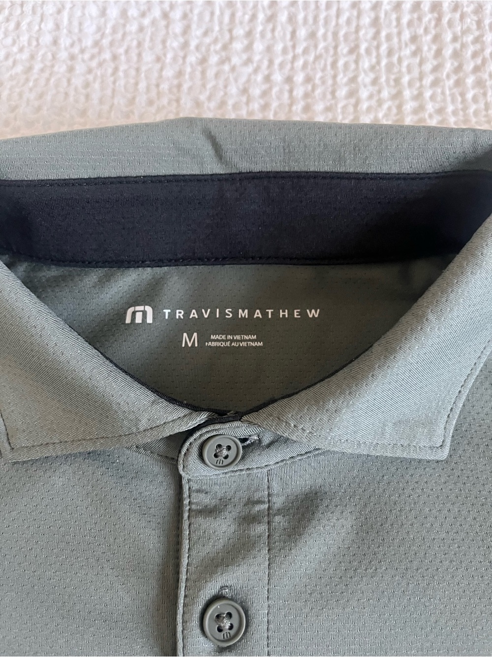 Travis Mathew Heater Pro Color Block Polo in Dark Olive - Picture 10 of 10